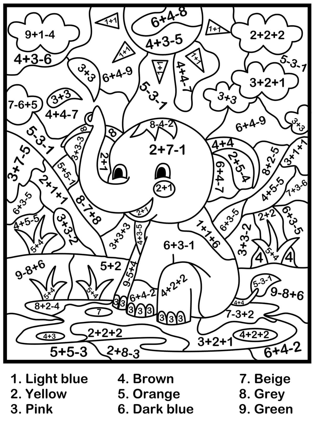 Elephant Coloring by Math