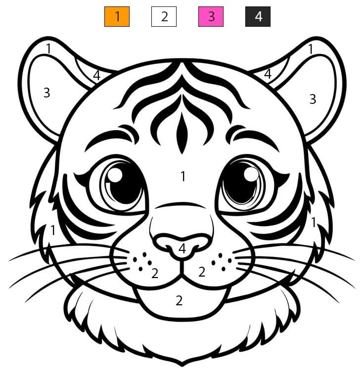 Face Little Tiger Color By Number