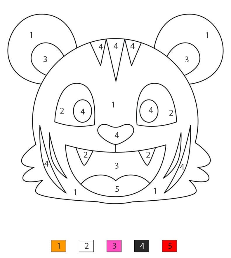 Face Tiger Color By Number