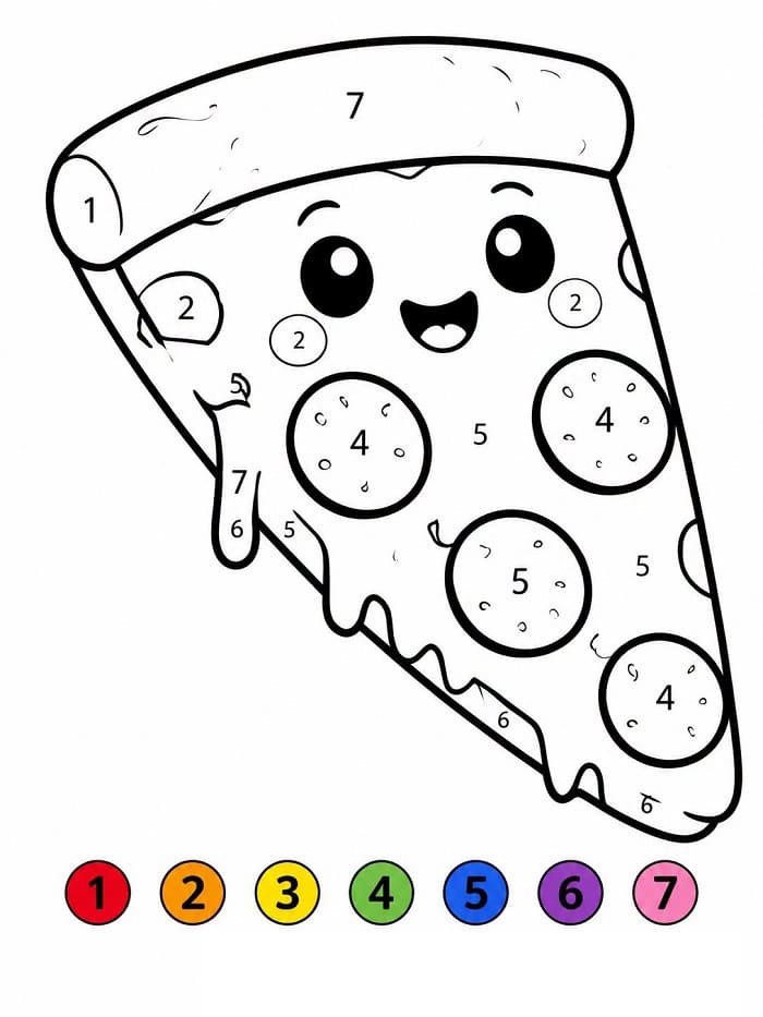 Funny Pizza Slice Color By Number