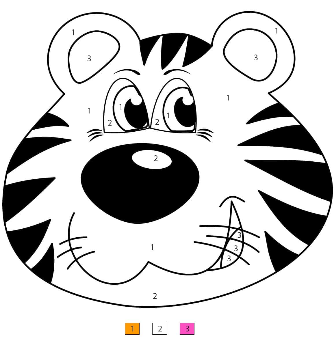 Funny Tiger Face Color By Number