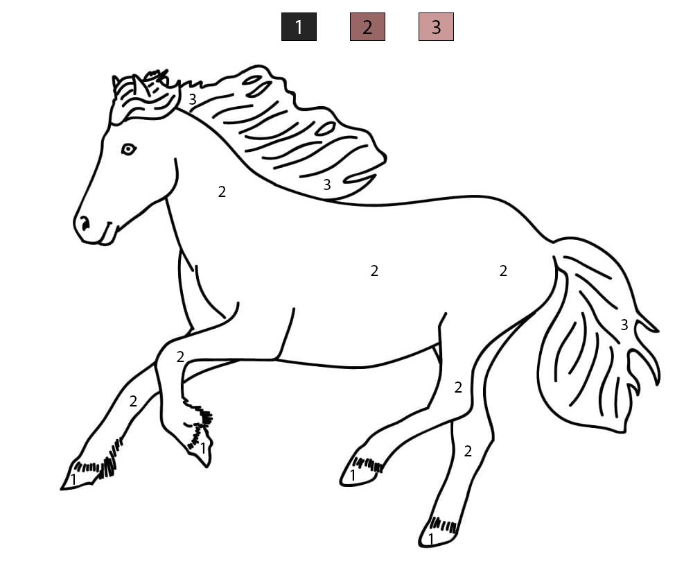 Galloping Horse Printable Color By Number
