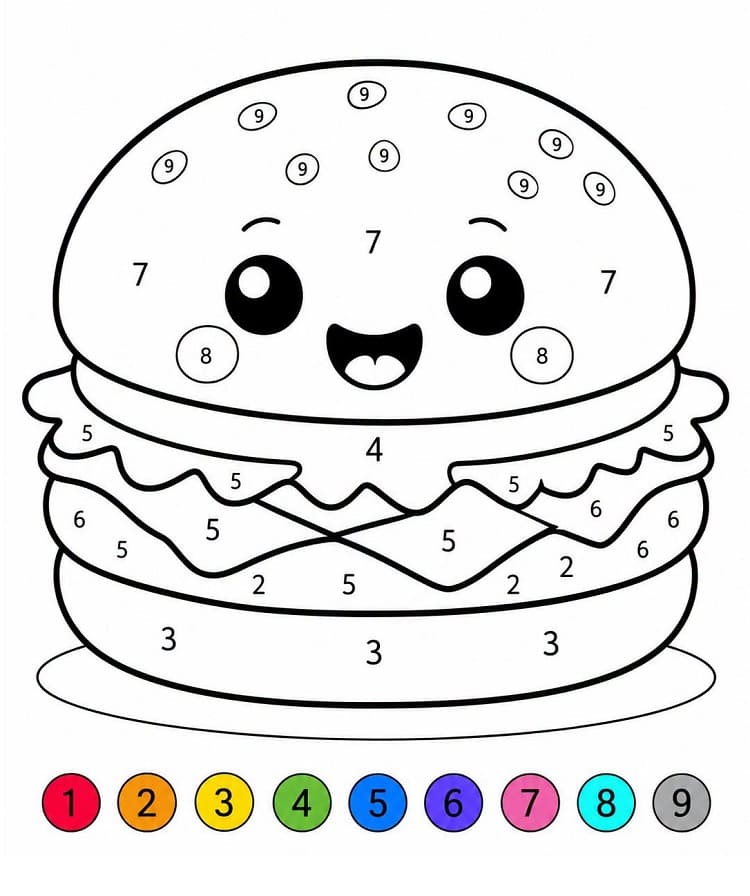 Happy Hamburger Color By Number