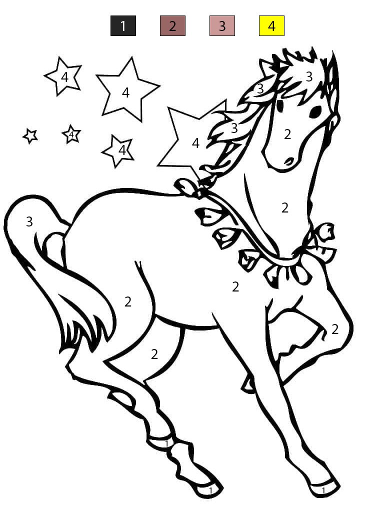 Horse Printable For Kids Color By Number