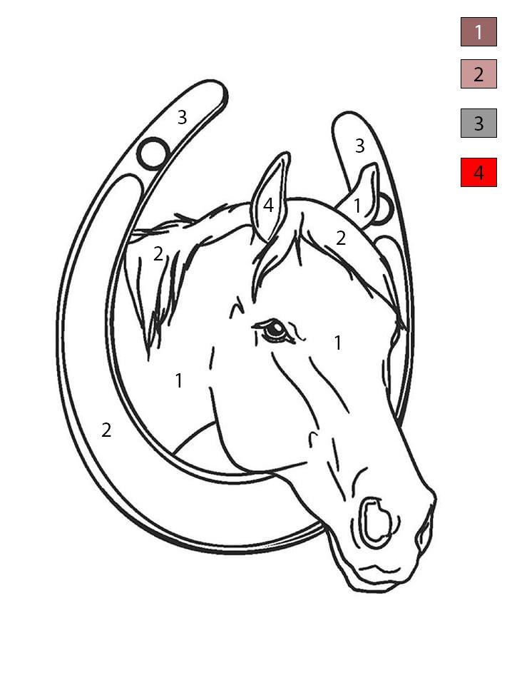Horse and Horseshoe Color By Number