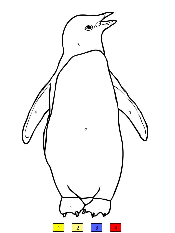 Penguin Outline Color By Number