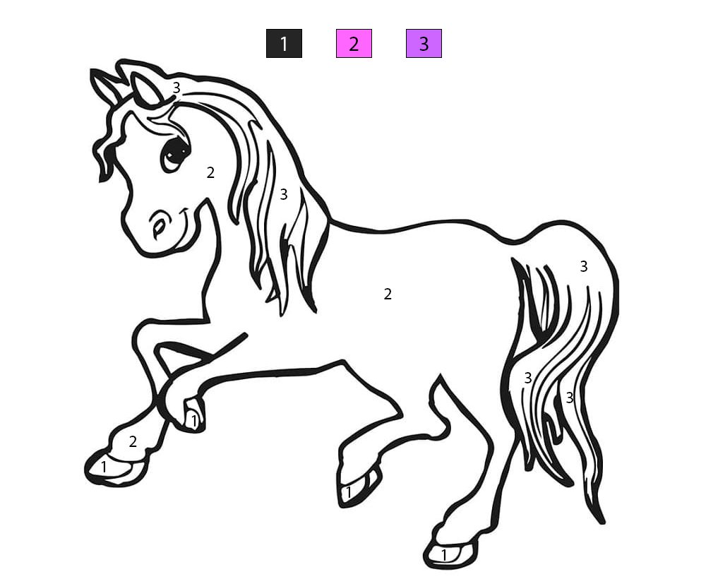 Printable Cute Horse Color By Number