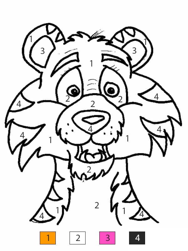 Printable Funny Tiger Color By Number