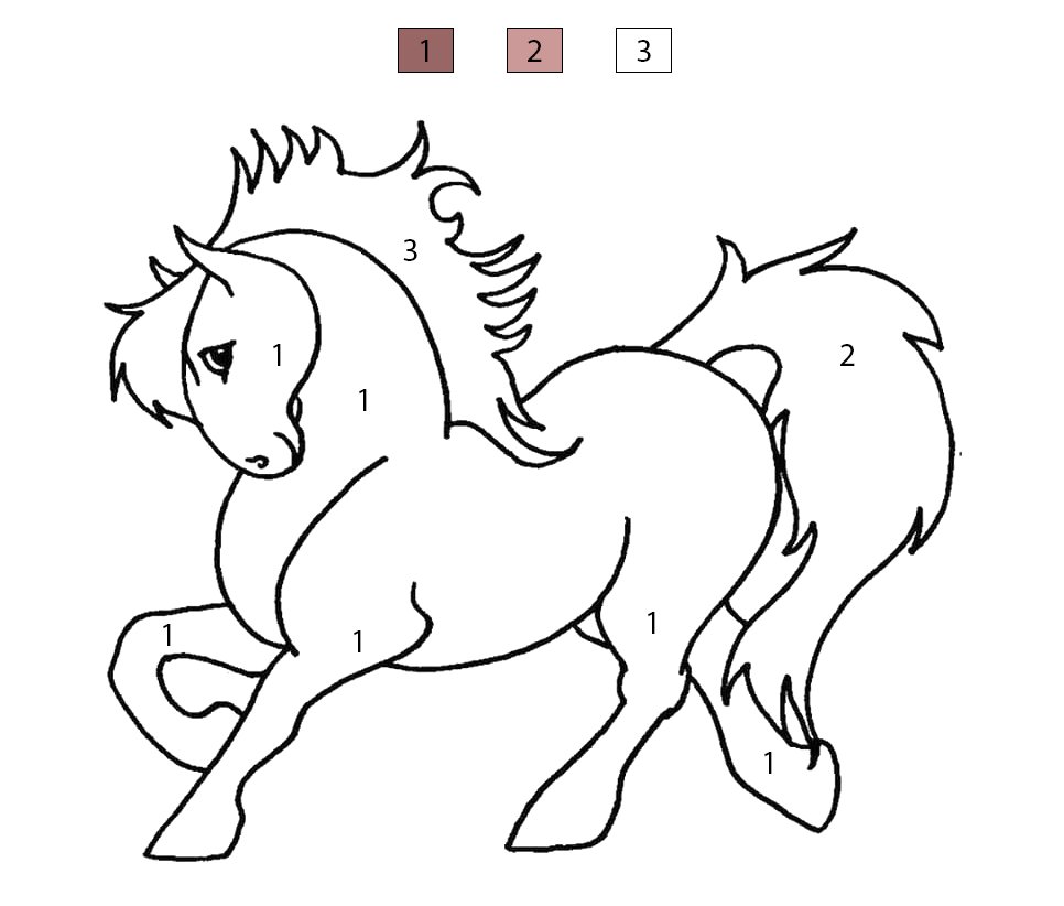 Simple Horse Color By Number