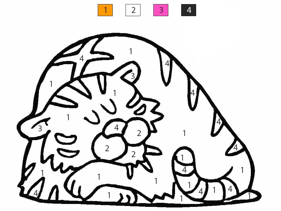 Sleeping Tiger Color By Number