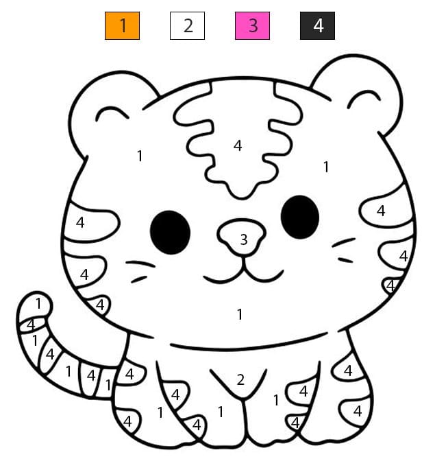 Tiger Cute Color By Number