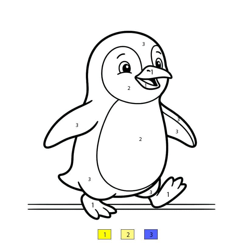 Walking Penguin Color By Number