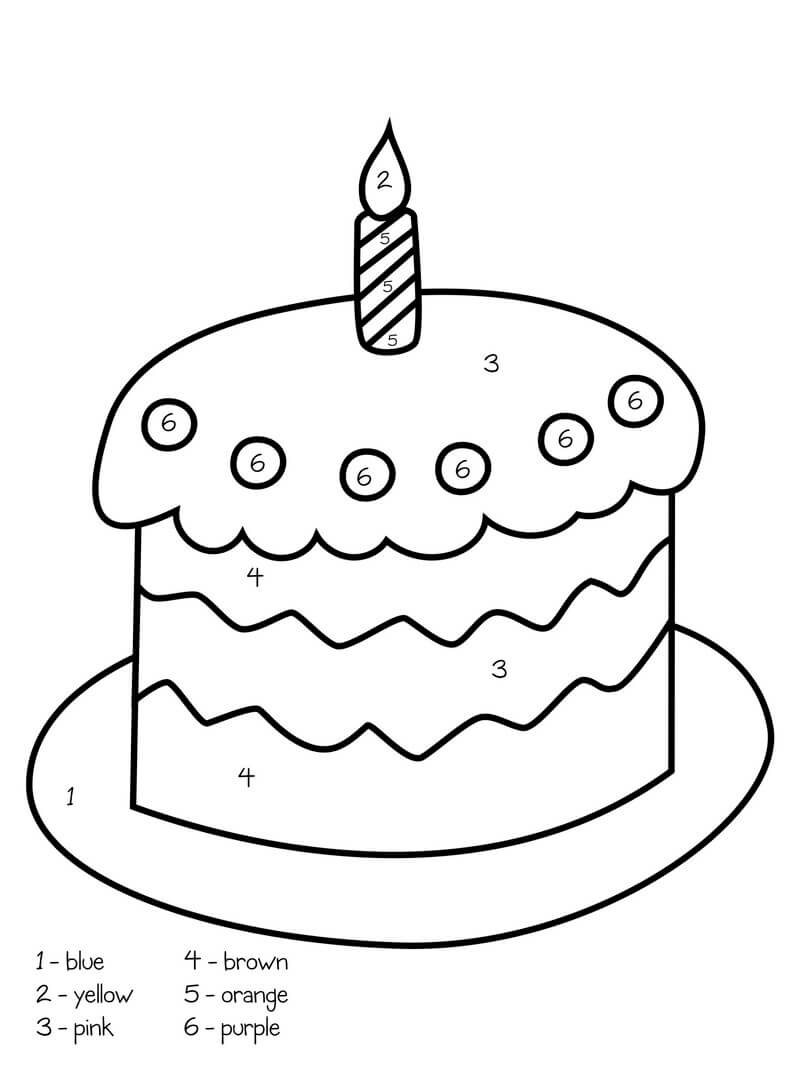 A cake with 1 candle color by number
