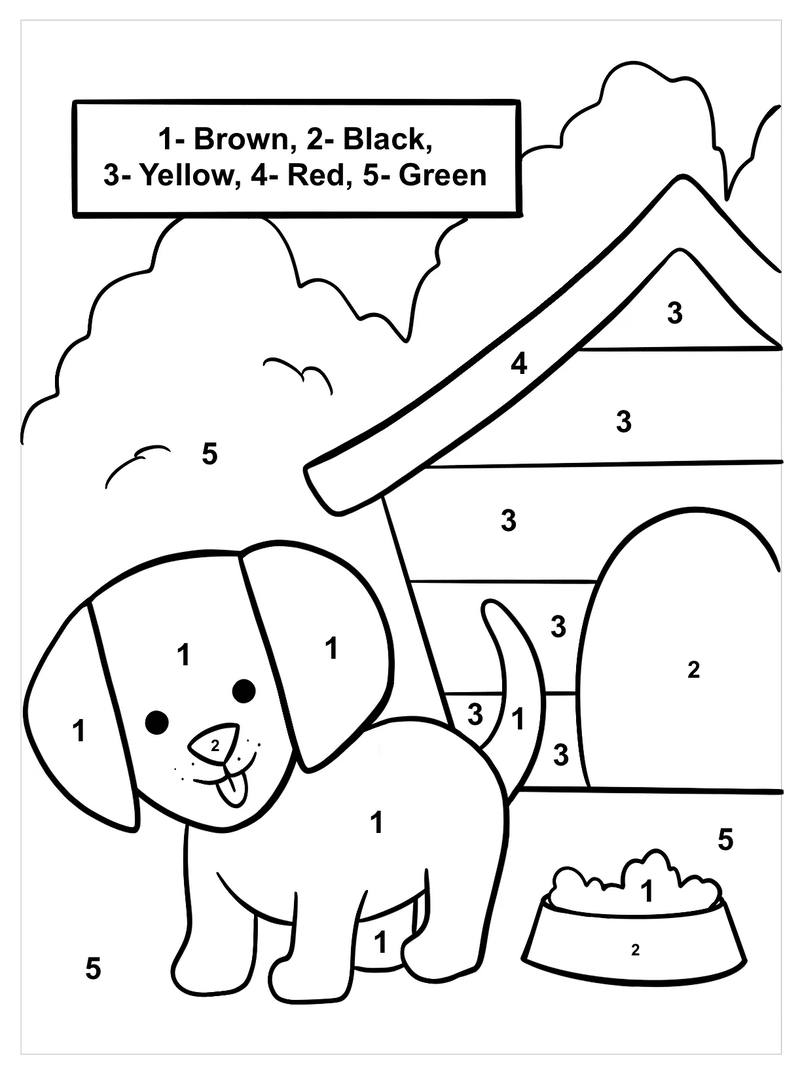 A Dog with food color by number