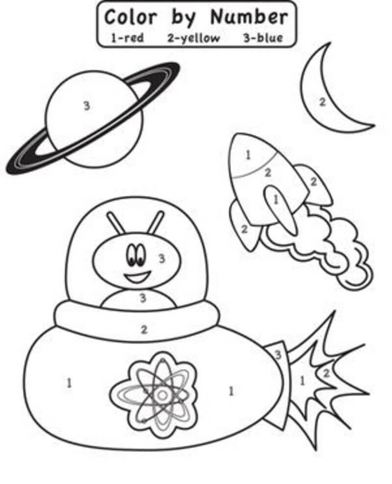 Alien with UFO color by number