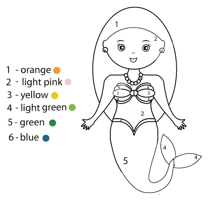 Amazing Mermaid color by number