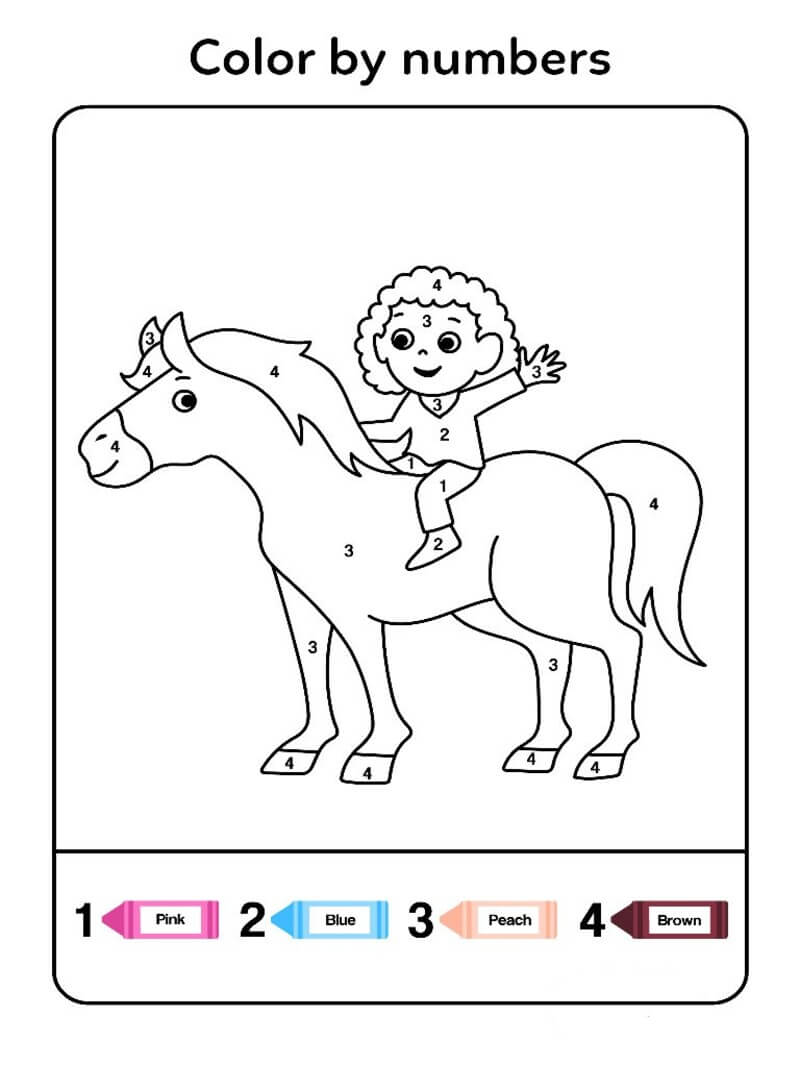 Baby boy with baby Horse color by number