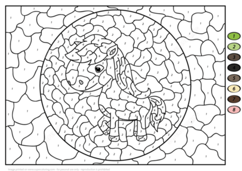 Big head Horse color by number