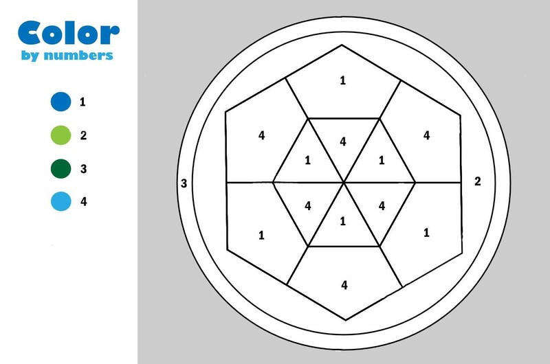 Blue Mandala Cartoon Style color by number