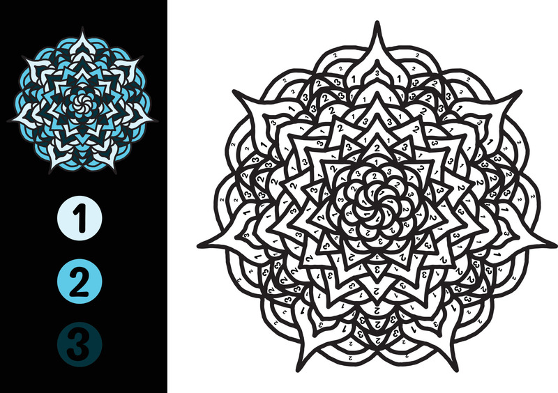 Blue Mandala color by number
