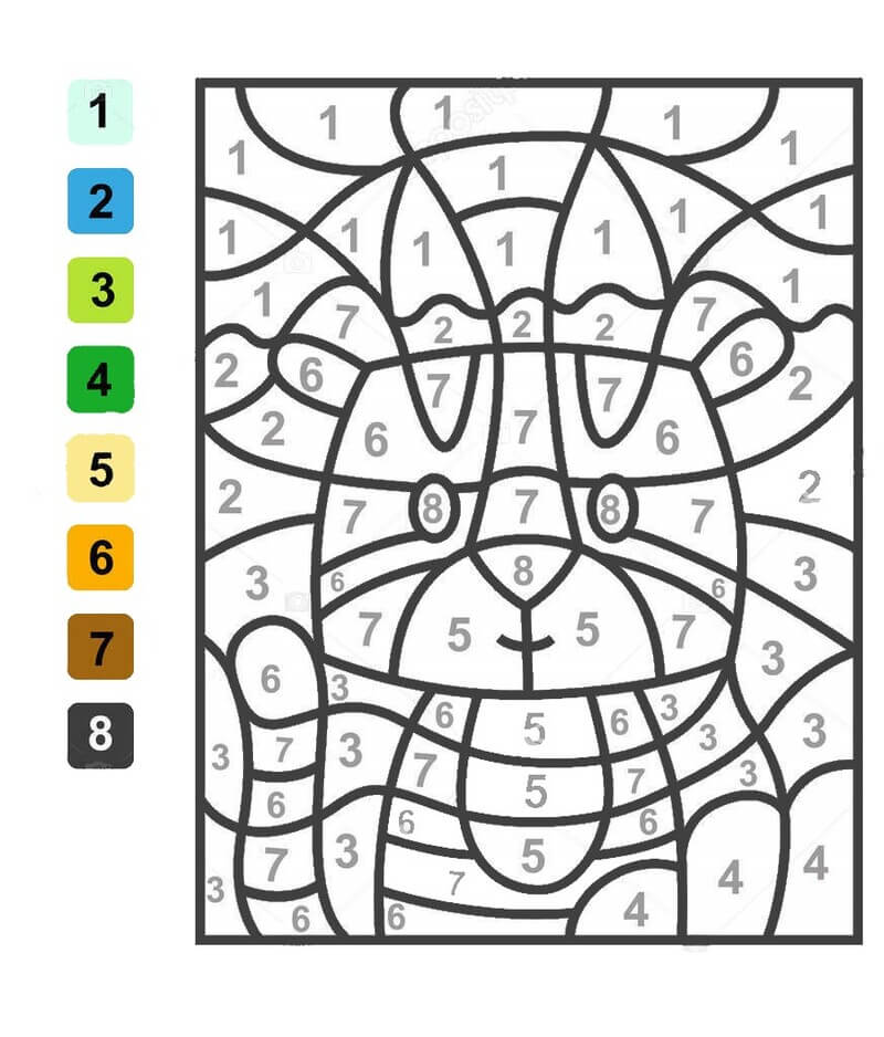Brown and Yellow Tiger color by number