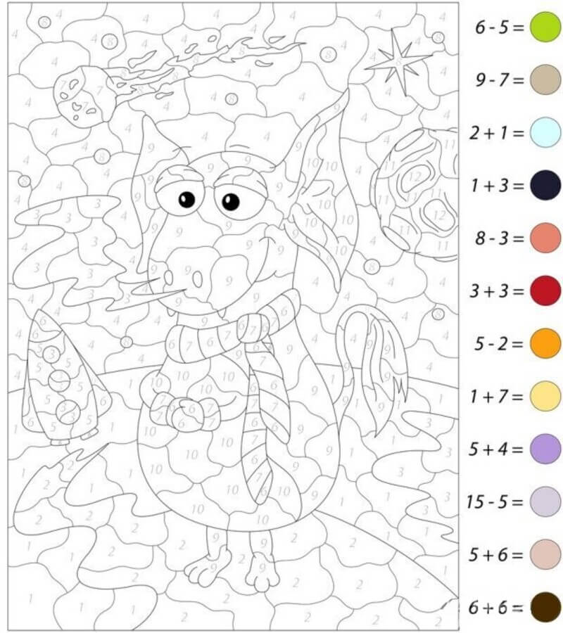 Cartoon alien color by number