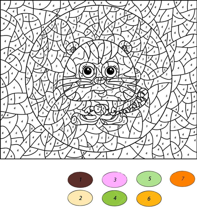 Cartoon Tiger color by number