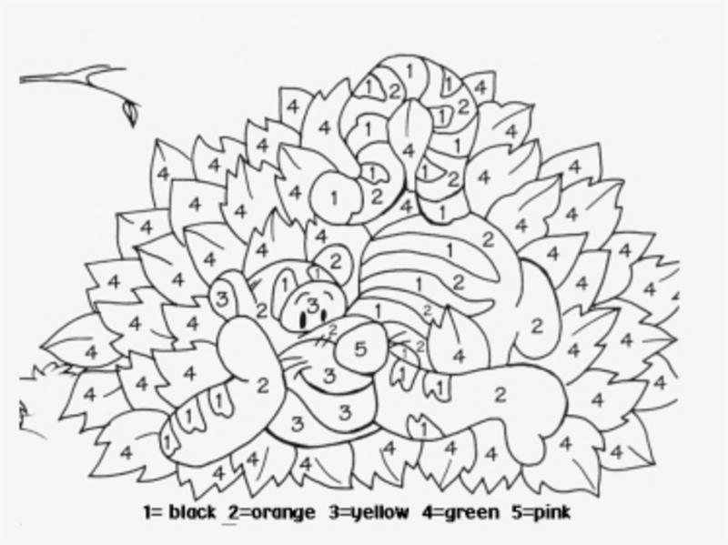 Cartoon Tiger in Pooh Bear color by number
