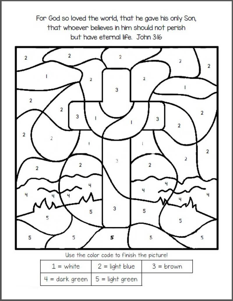Christian Easter color by number