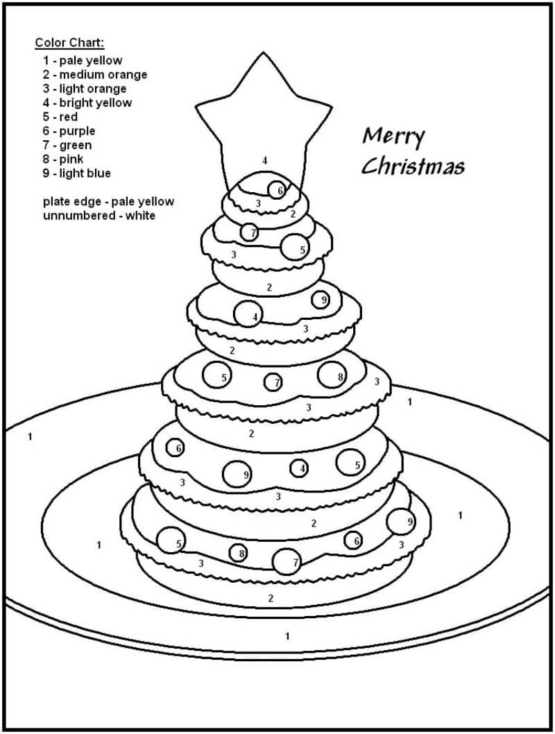 Christmas Cake color by number