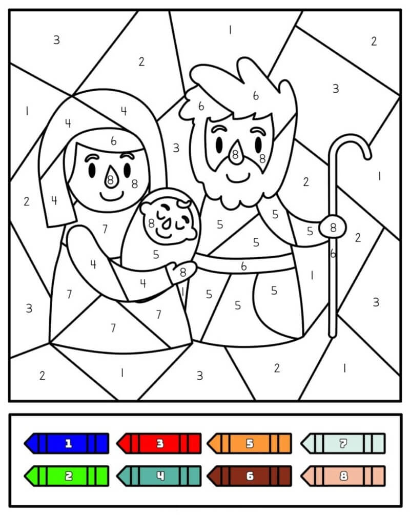 Christmas Nativity color by number