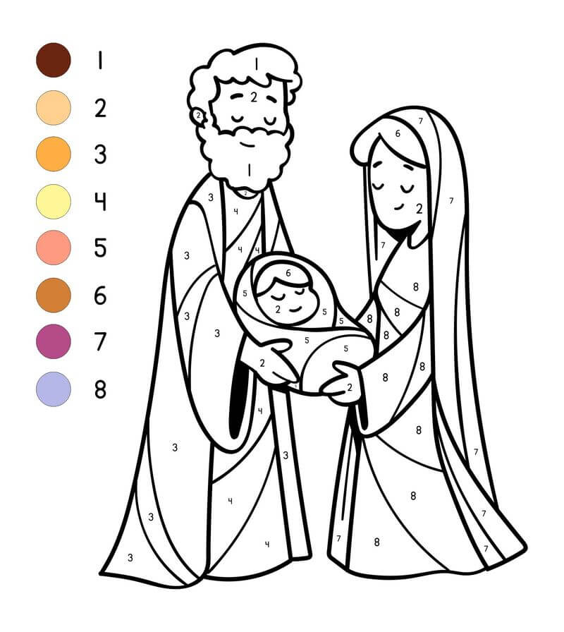 Christmas Nativity Scene color by number