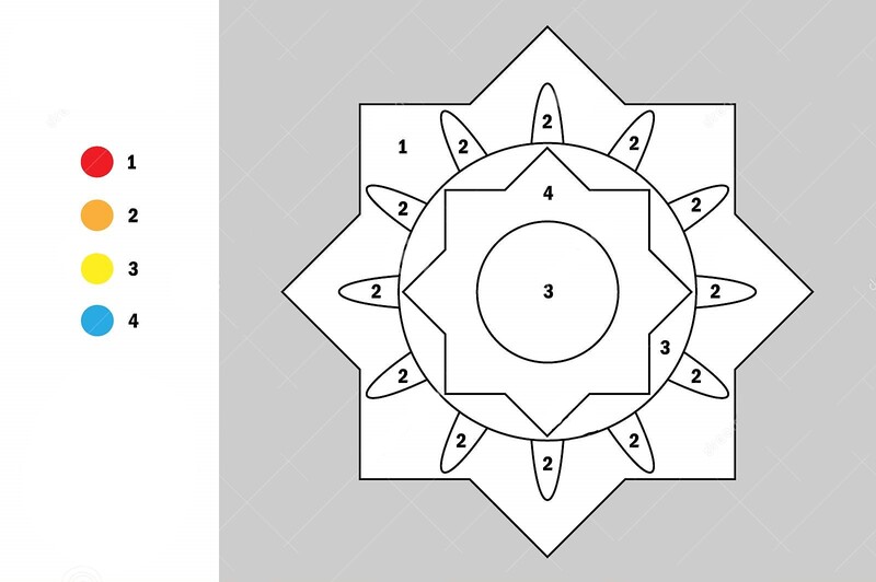Colorful Mandala color by number