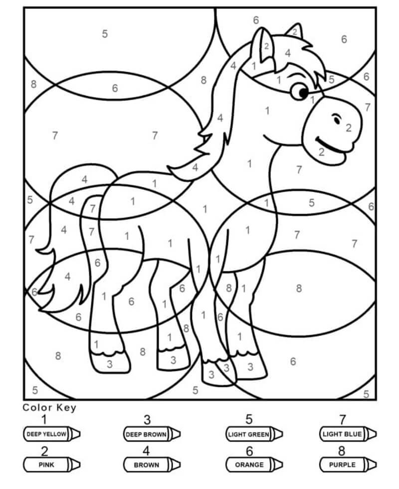 Cute Horse color by number