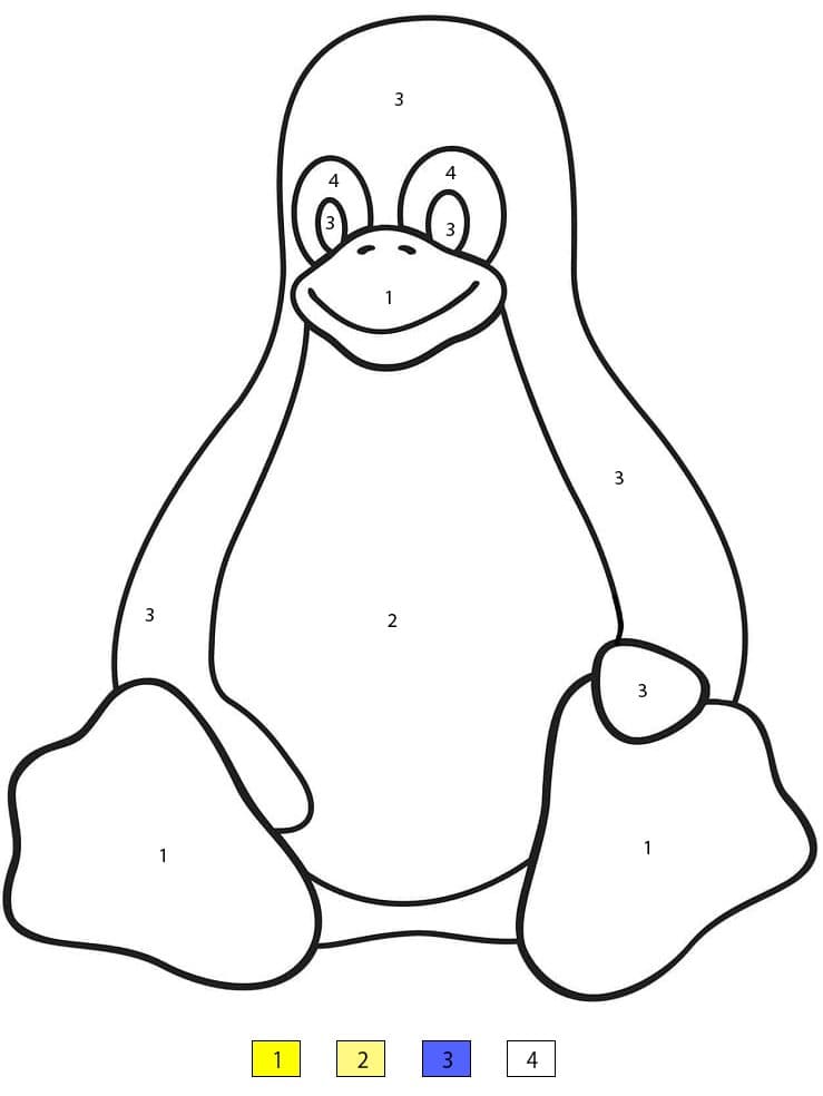 Cute Penguin Free Color By Number