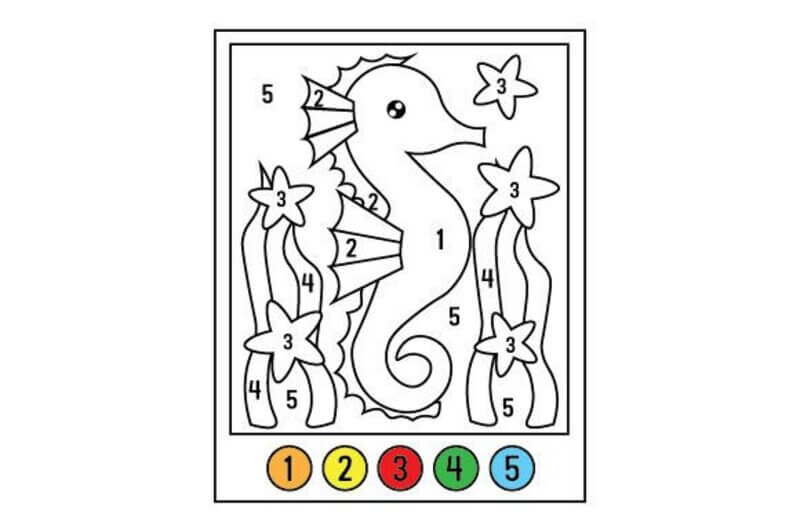 Cute Sea Horse color by number