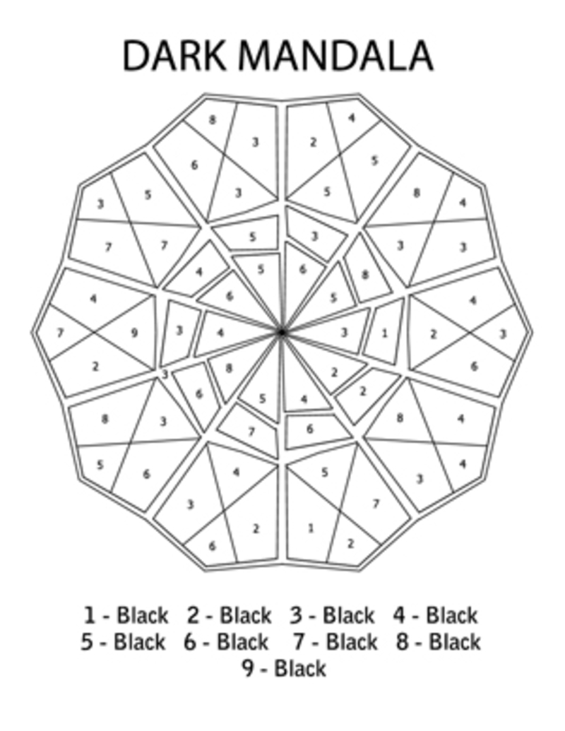 Dark Mandala color by number