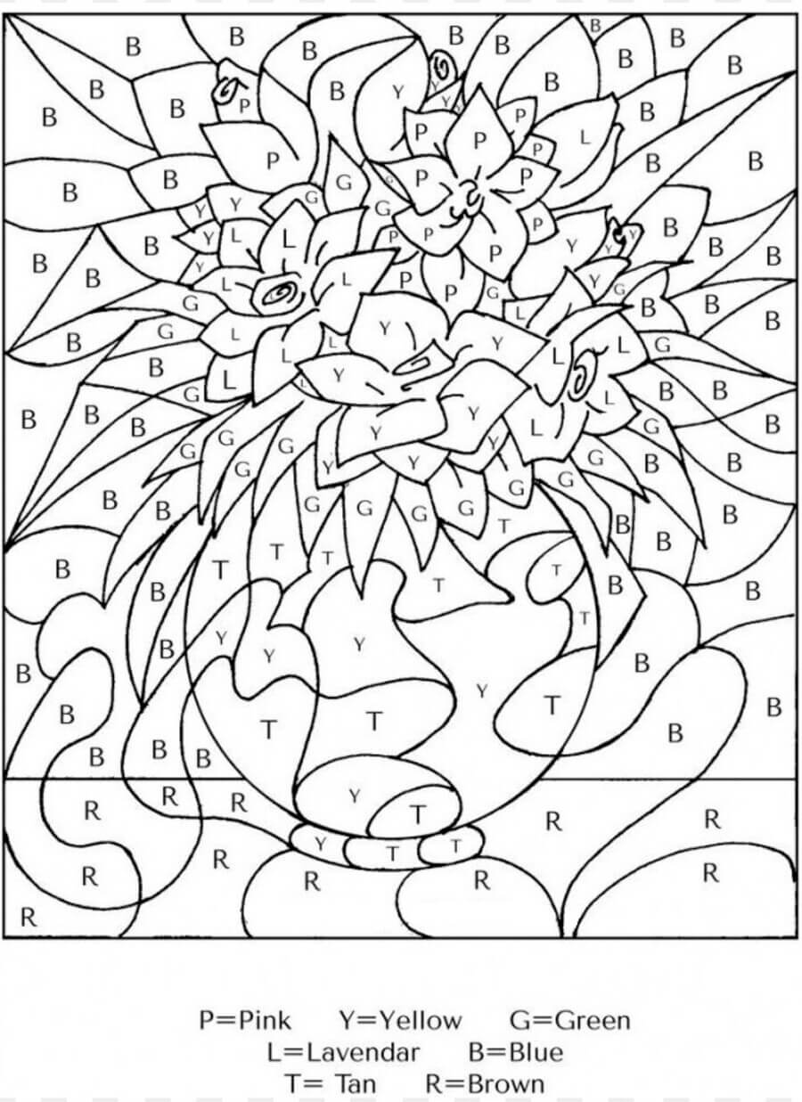 Difficult Beauty Flowers color by number