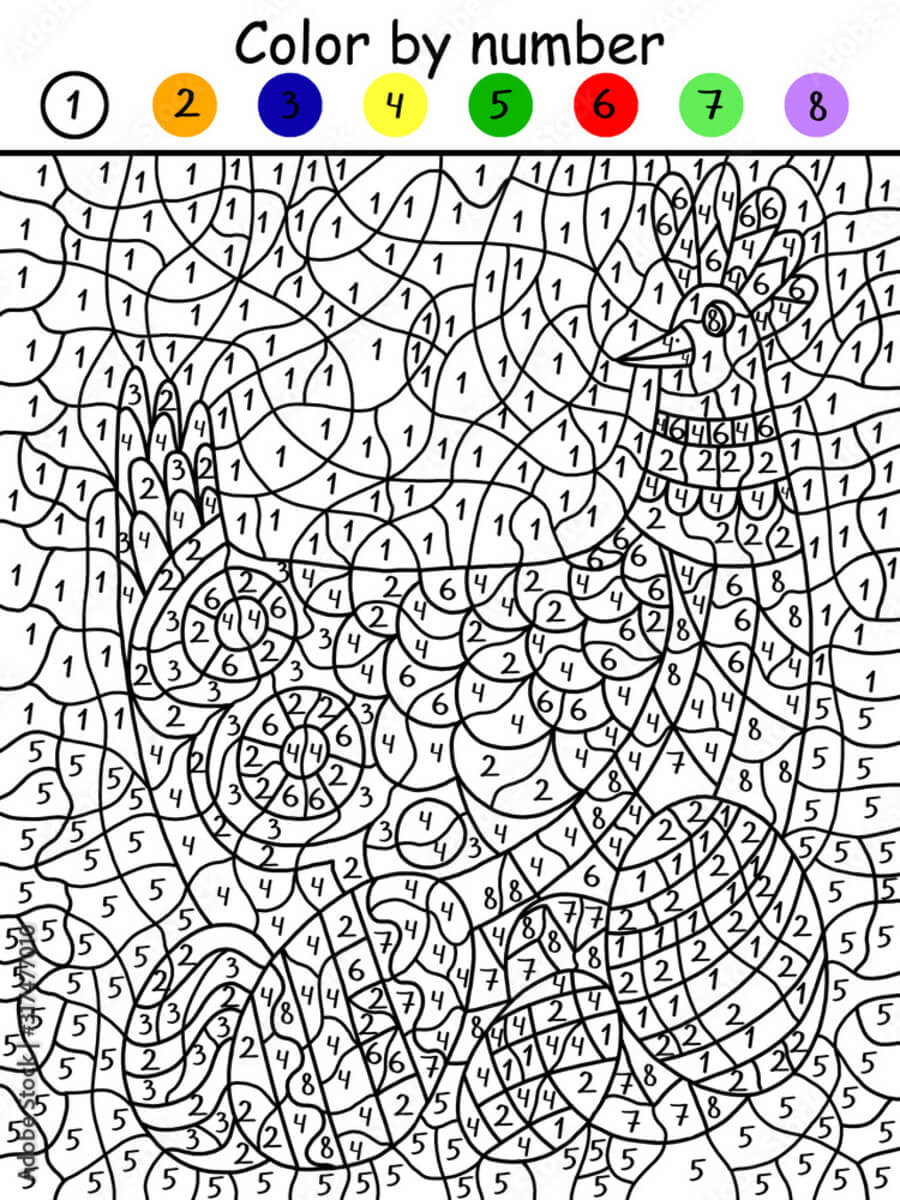 Difficult Big turkey color by number