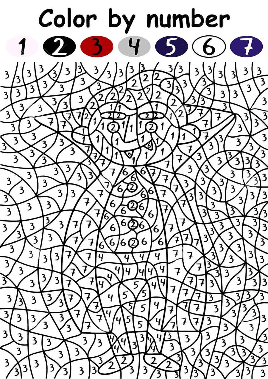 Difficult funny cartoon color by number