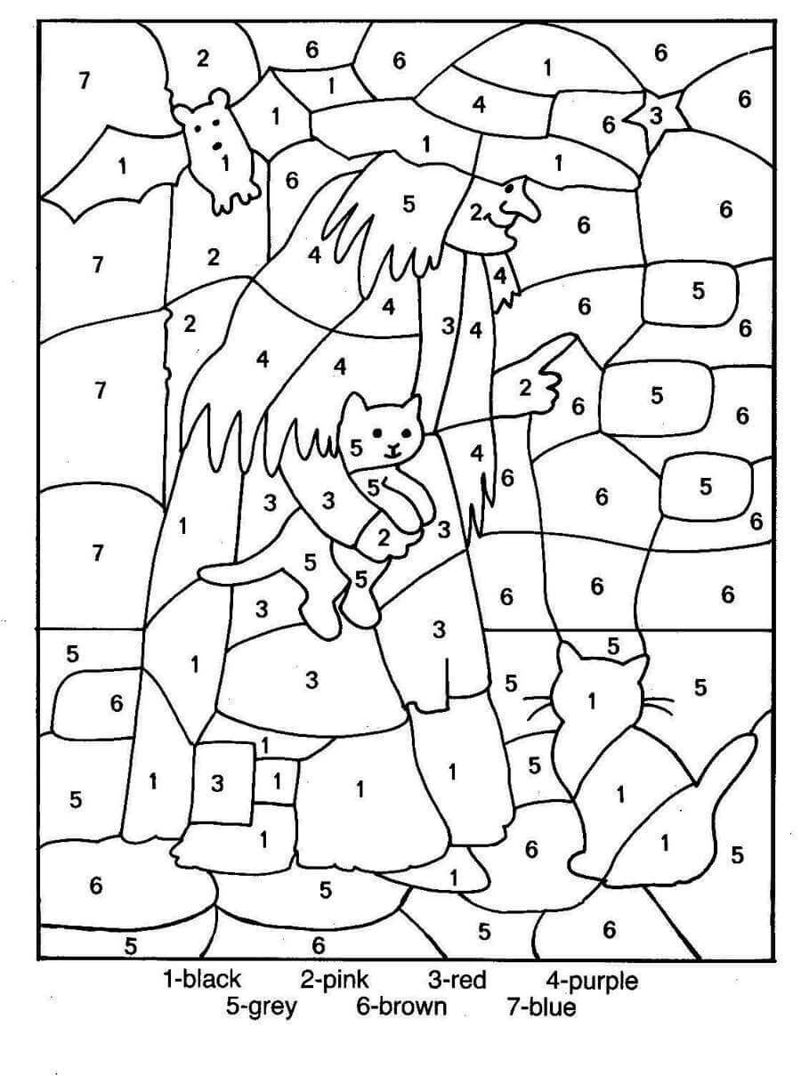 Difficult Witch color by number