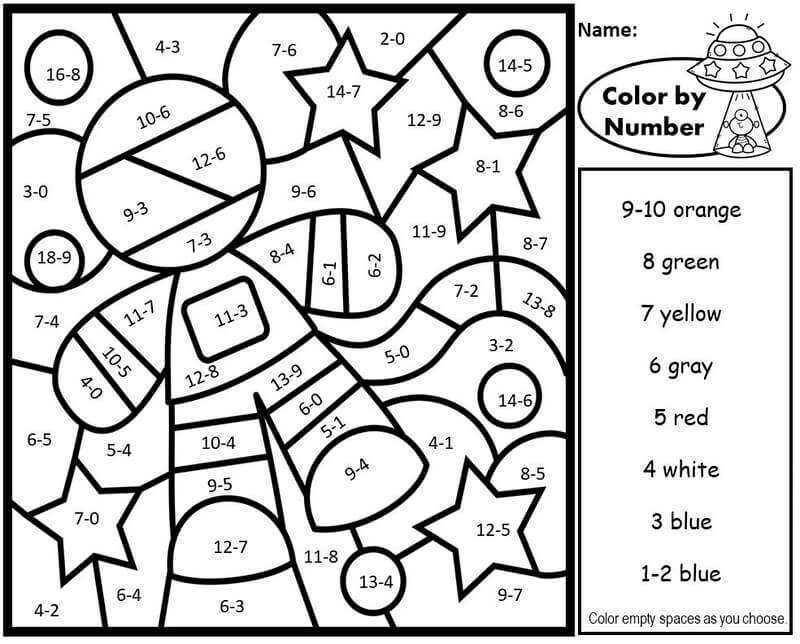 Easy Astronaut color by number