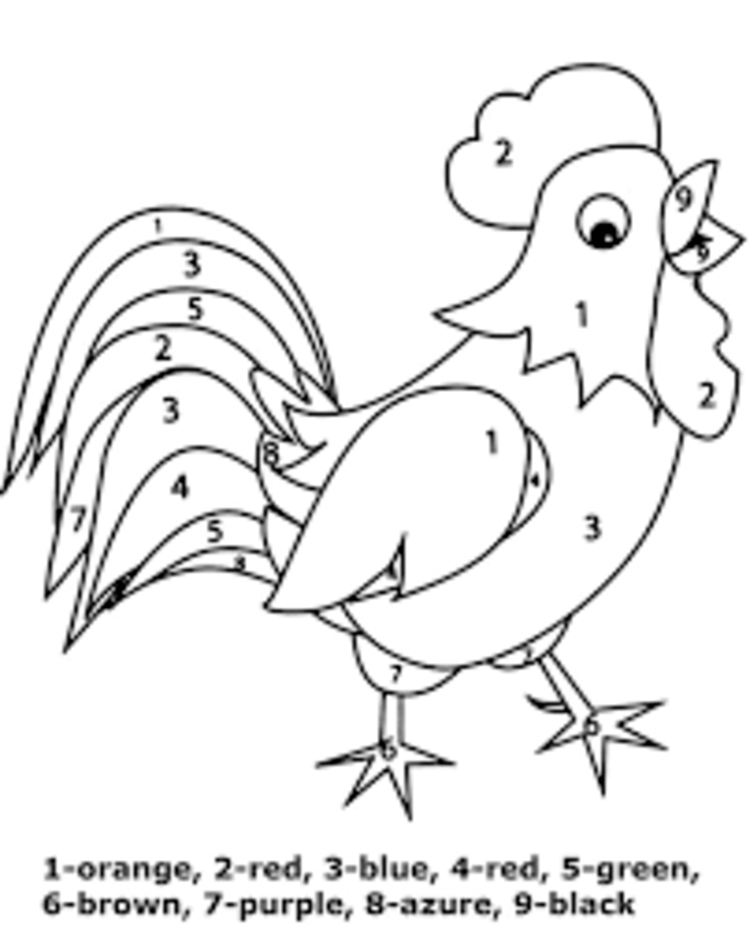 Easy Big chicken color by number