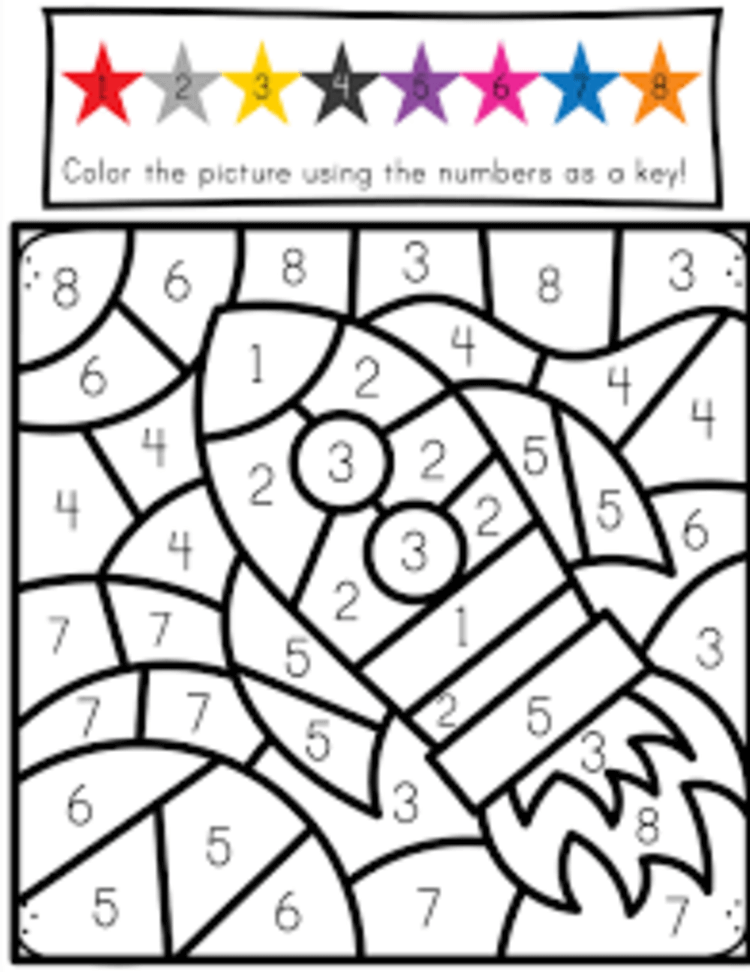Easy Big Rocket color by number