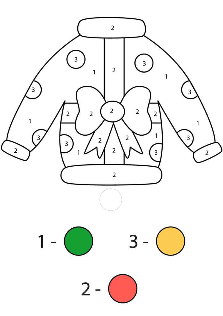 Easy christmas sweater color by number
