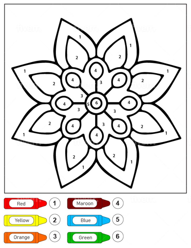 Easy Mandala for kid color by number