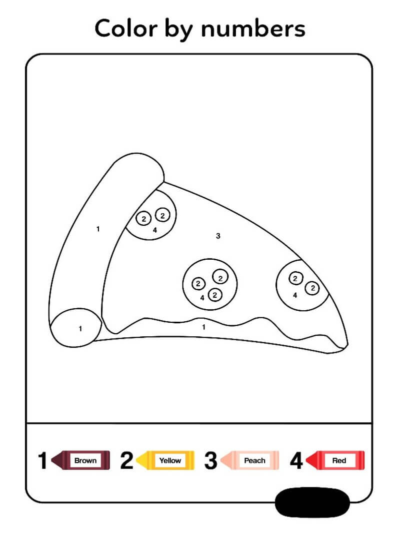 Easy piece of pizza color by number