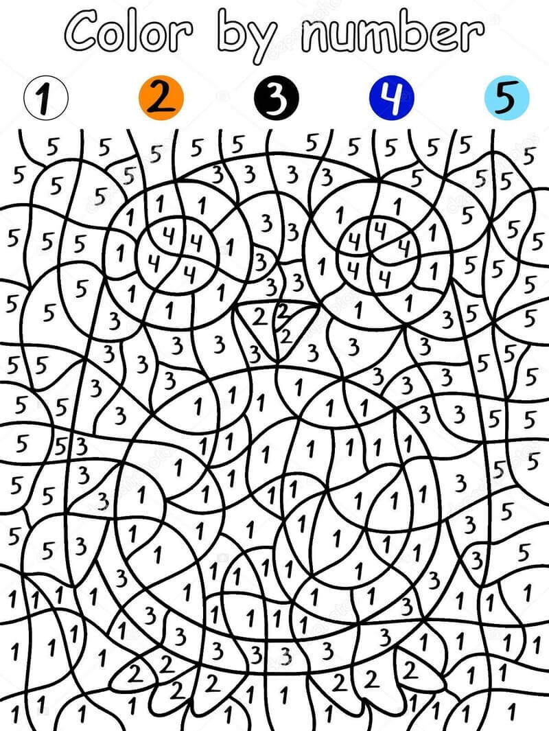 Funny Penguin with big eyes color by number
