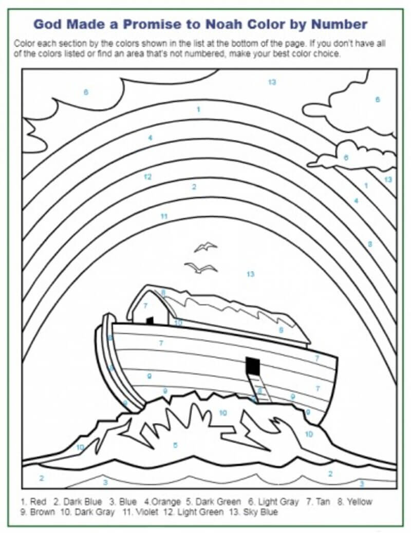 God made a promise to Noah color by number