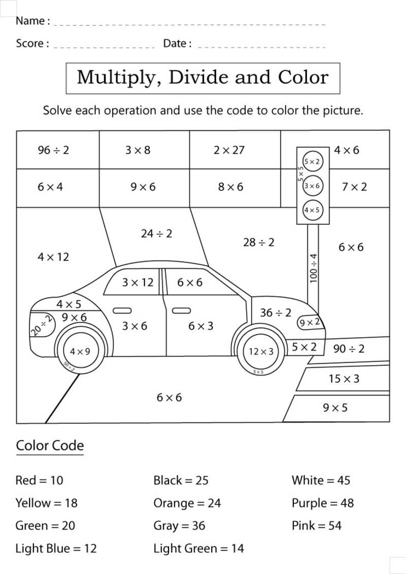 Good Car Division color by number